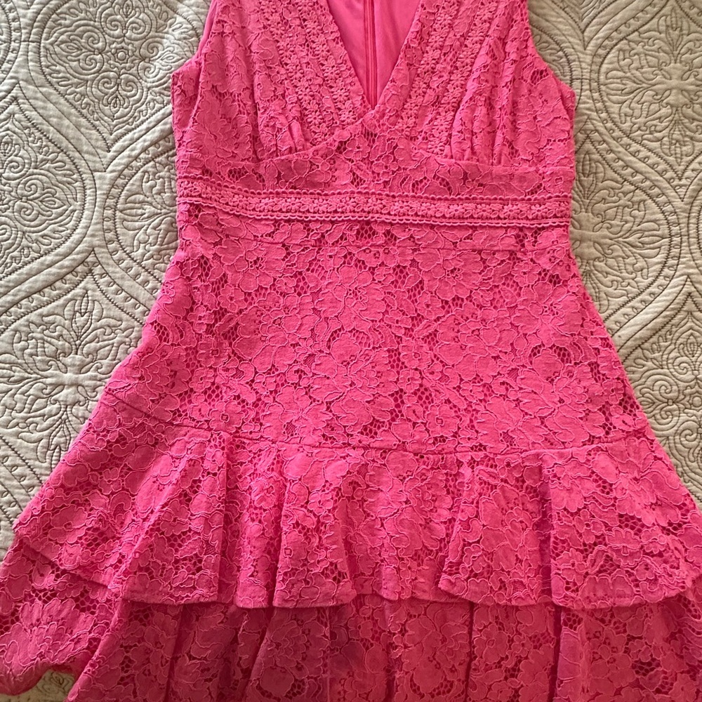 Aqua Fuchsia Lace Mini Dress